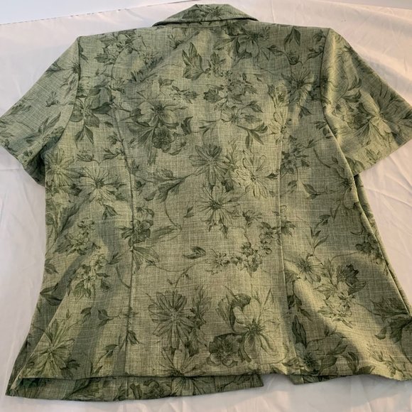 Sag Harbor Dress Petite Green Striated Short Sleeve Blouse/Blazer Size 14P - Picture 7 of 11